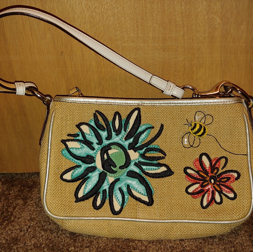 Coach flowers and bees wristlet/clutch/small bag